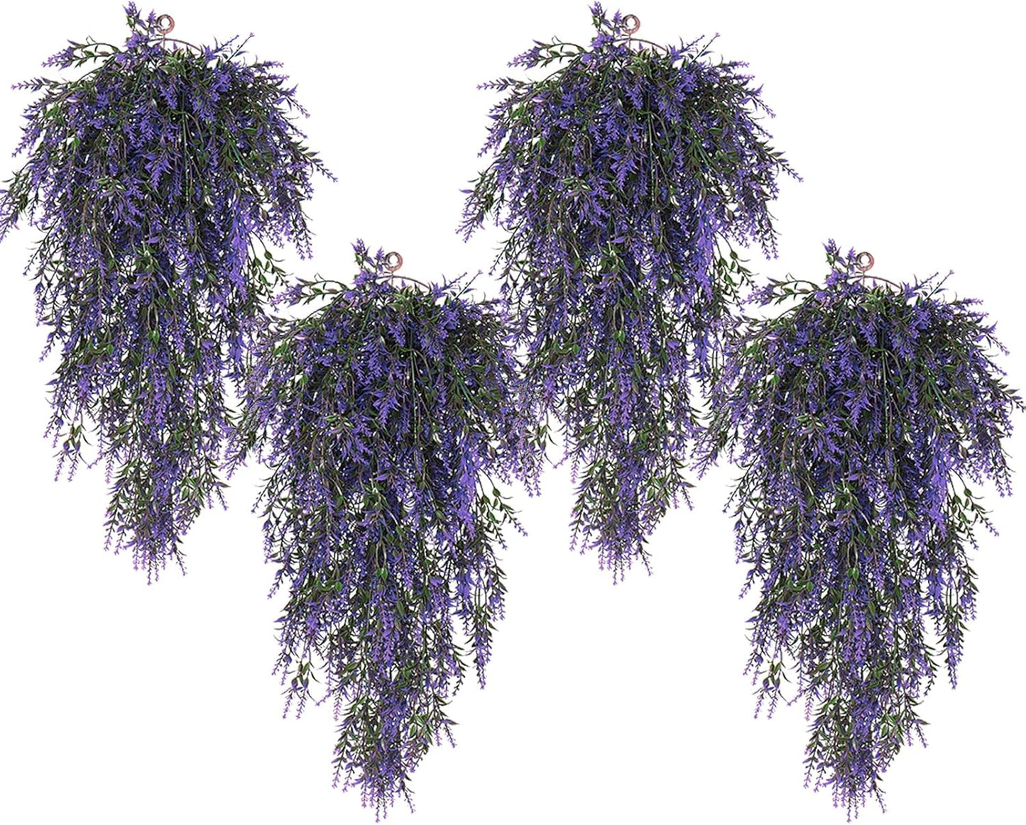 SJL Hanging Flowers Fake Hanging Plants Artificial Greenery UV Resistant Artificial Outdoor Plants Lavender Flower Faux Vines Fake Ivy Greenery for Bathroom Home Wall Bedroom Office Decor (Purple)