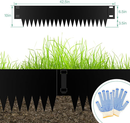 10 Inch Steel Garden Edging Borders, 40" L x 10" H Strips Metal Landscape Edging - Bendable Metal Edging with 6 Clips Edge for Landacaping Lawn Yard (20Ft Total, Black)