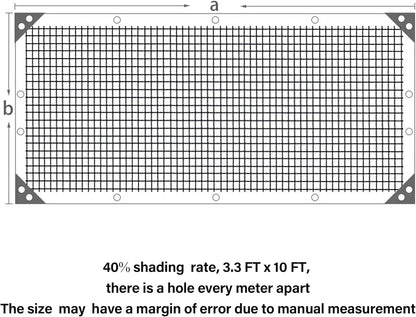winemana 40% Black Shade Cloth, 3.3 x 10 FT Garden Mesh Tarp for Plants Heat Protection with Grommets, Sunshade Plant Cover for Greenhouse, Barns Kennel, Outdoor Netting Screens for Patio & Porch
