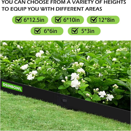 Garden 5PCS Steel Landscape Lawn Edging - 40" L x 7" H (16.7ft Total) Galvanized Steel Landscape Lawn Edging Dentoid Bendable Metal Strips - in Edging Border w/ 6 Clips - Yard Pathway Divider
