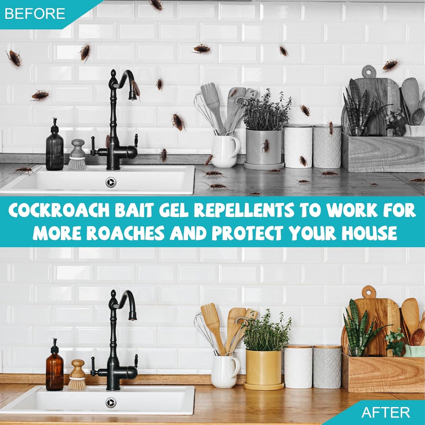32 Pack Cockroach Gel Bait & Roach Repellent Use for Home, Quick Elimination of Indoor Roach Nests, Easy to Use & No Mess Cockroach Deterrent Indoor for Kitchen Home RV