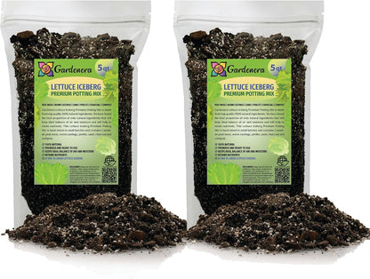Gardenera Premium Potting Soil Blend for Lettuce Iceberg - The Ultimate Mix for Healthy, Vibrant, and Crisp Lettuce - 10 Quart