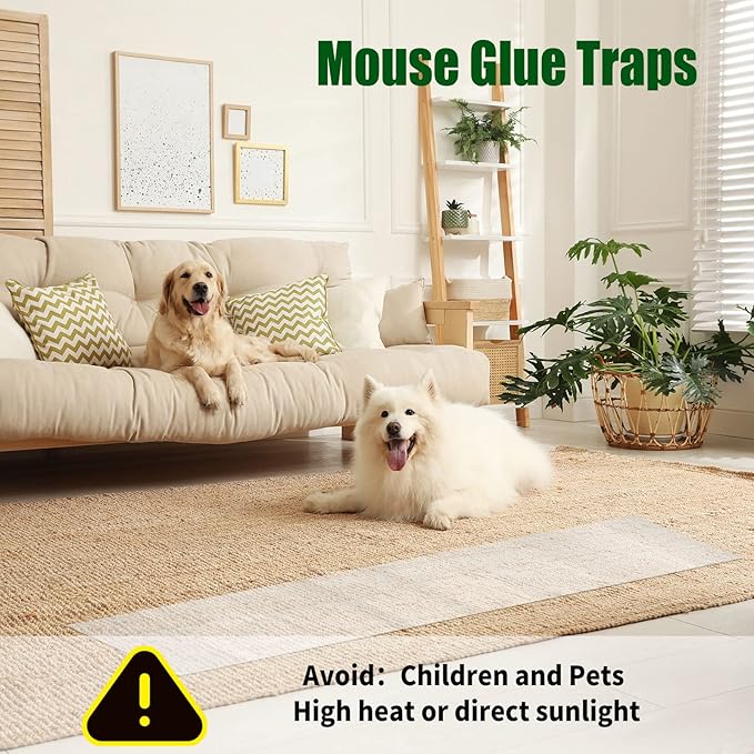 Qualirey 4 Pcs 47 Inch Ultra Large Sticky Mouse Glue Traps Sticky Rat Trap That Work for Rats Roaches Rodents Heavy Duty Pre Baited Mats Indoor Outdoor Catch Pest (Clear)