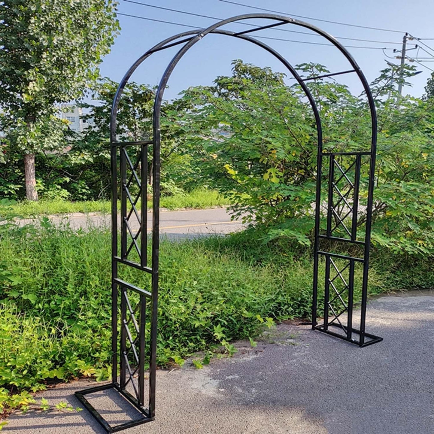 Garden Arbor, Metal Wedding Arch for Ceremony Party, Garden Trellis for Climbing Plants Outdoor, Wide 55" 71" 87" 103" 118" 134" Garden Arch Stand for Garden, Backyard, Lawn(Black,71" x 91" x 16")