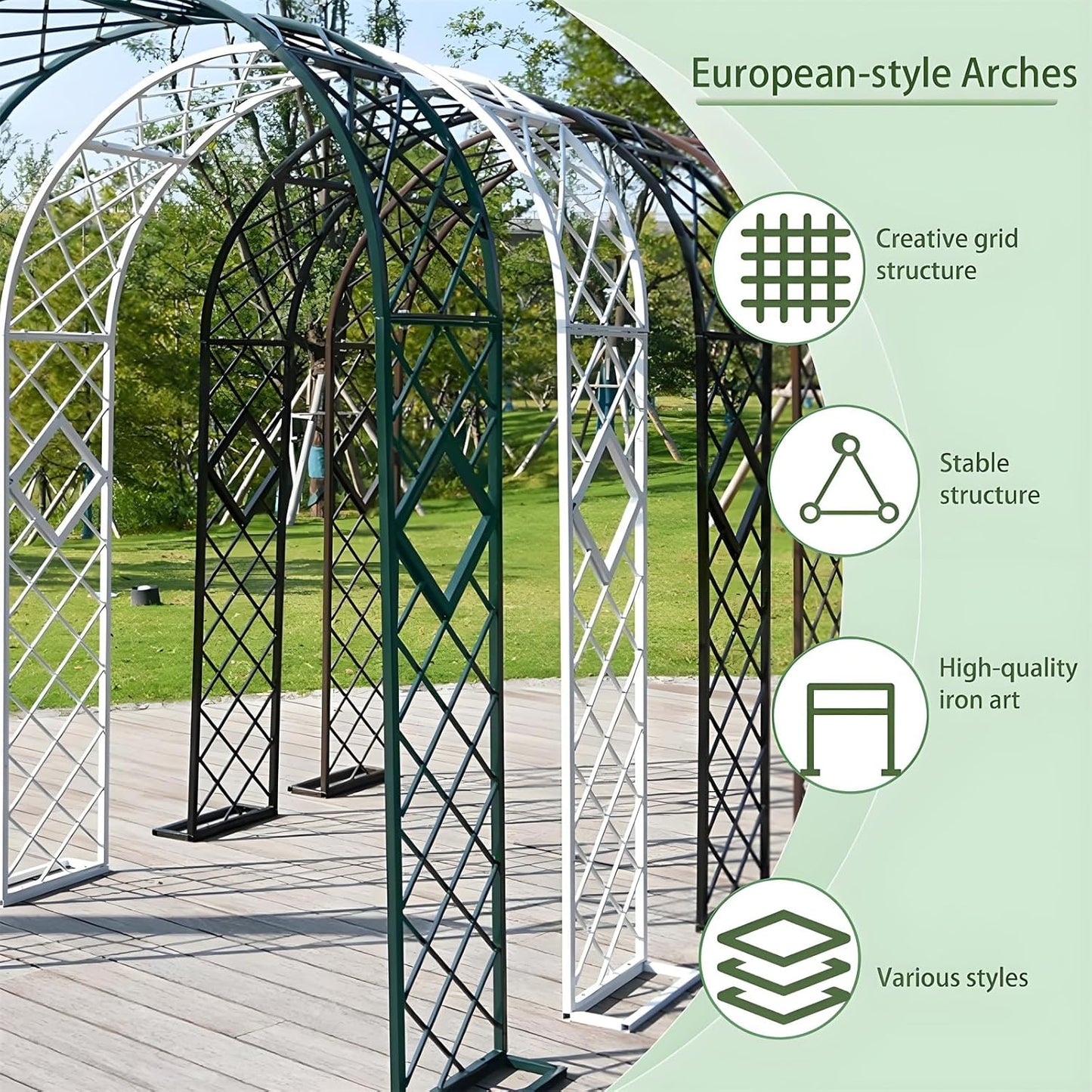 Heavy Duty Garden Arch Trellis, Wide Outdoor Metal Arbor Trellis Arch for Climbing Plants, Sturdy Garden Arbors for Wedding, Ceremony, Party, Lawn Décor White 86.6''*15.7''*90.6''