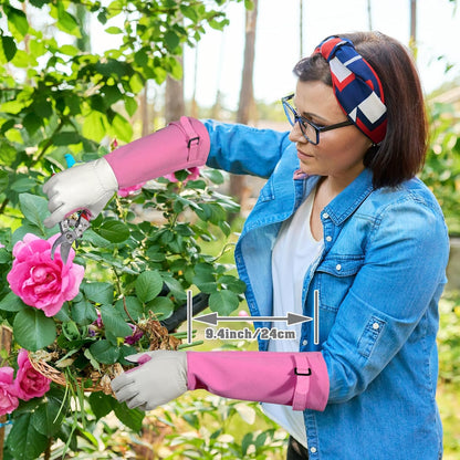 Long-Gardening-Gloves for Women/Men - Thorn Proof Rose Pruning Gloves Heavy Duty Gauntlet-L