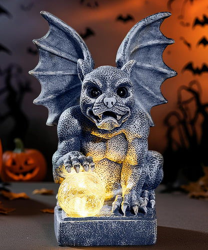Nacome Solar Gothic Gargoyle Garden Statue: Outdoor Dragon Decor Sculpture with Ball Lights for Yard Art Porch Patio - Unique Birthday Gifts for Women Mom