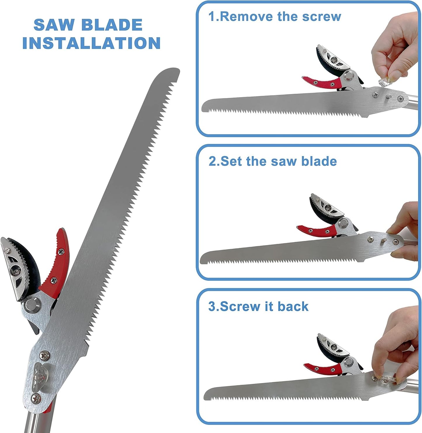 Tree Pruner Extendable 4.5-11.5 FT, Tree Trimmer Telescoping with 4 Section, Long Handle Pruning Shears, Cut and Hold Clippers, Pole Saws Branch Cutter, Loppers, Fruit Picker Tool