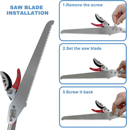 Tree Pruner Extendable 4.5-11.5 FT, Tree Trimmer Telescoping with 4 Section, Long Handle Pruning Shears, Cut and Hold Clippers, Pole Saws Branch Cutter, Loppers, Fruit Picker Tool