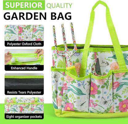 Garden Tool Set 9 Piece Heavy Duty Aluminum Gardening Hand Tools Kit Cute Gardening Supplies with Non-Slip Rubber Grip Gift for Women/Parent