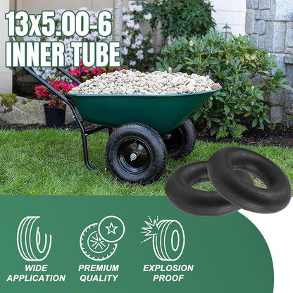 13x5.00-6 Inner Tubes with Straight Valve Stem(2 Pack) - Heavy Duty 5.00-6 Replacement Tire Tubes for Razor Dirt Quad, Lawn Mowers, ATVs, Dirt Bikes