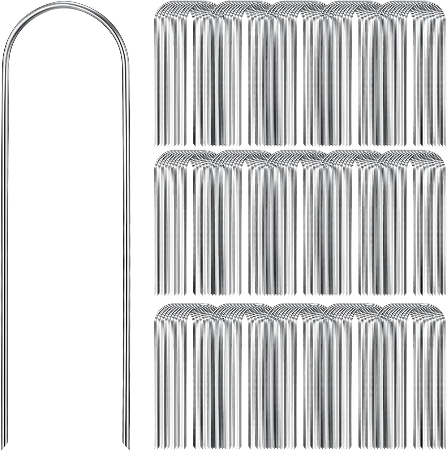 Tandefio 200 Pack Drip Irrigation Tubing Stakes 6 Inch Garden Pins Landscape Staples Securing Pegs Galvanized Lawn Yard U Pegs for Hose, Chicken Wire, Weed Barrier Fabric, Dog Fence