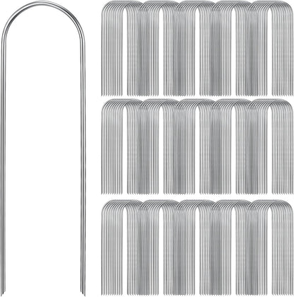 Tandefio 200 Pack Drip Irrigation Tubing Stakes 6 Inch Garden Pins Landscape Staples Securing Pegs Galvanized Lawn Yard U Pegs for Hose, Chicken Wire, Weed Barrier Fabric, Dog Fence
