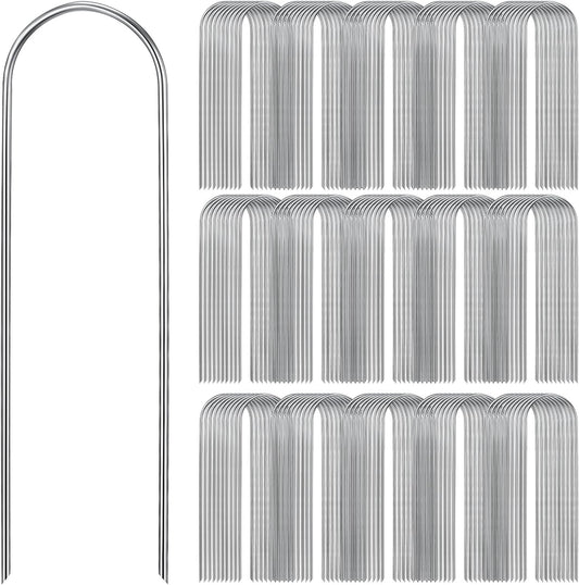 Tandefio 200 Pack Drip Irrigation Tubing Stakes 6 Inch Garden Pins Landscape Staples Securing Pegs Galvanized Lawn Yard U Pegs for Hose, Chicken Wire, Weed Barrier Fabric, Dog Fence
