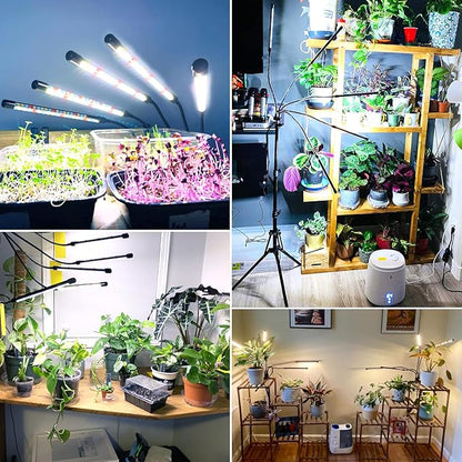 Wolezek Grow Lights for Indoor Plants Full Spectrum, LED Grow Light with Adjustable Stand and Sturdy Clip, 5-Heads Plant Grow Lights Indoor with Auto 6/12/16H Timer, 3 Light Modes, 5 Levels Dimmable