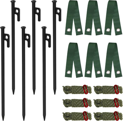 6 Packs Tree Stakes - Heavy Duty Steel Tree Stake Straightening Kit, Tree Stakes and Supports for Young Trees, 6PCS Steel Tree Stake, 6PCS Tree Straps, 31.2Ft Ropes