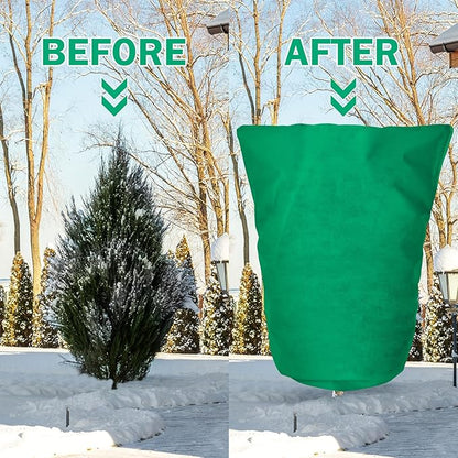 Plant Covers Freeze Protection 10 x 10 ft Extra Large Frost Cloth Plant Covers with Zipper Drawstring Winter Cold Weather Frost Blankets for Outdoor Palm Fruit Tree and Shrubs(Green)
