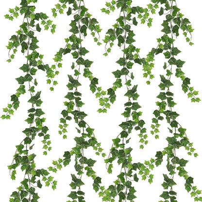 RECUTMS 4Pcs Artificial Ivy Garland Hanging Vine Leaves Fake Silk Greenery Plants for Boho Decor Home Wall Party Wedding Bedroom Decoration UV Resistant 74.8in