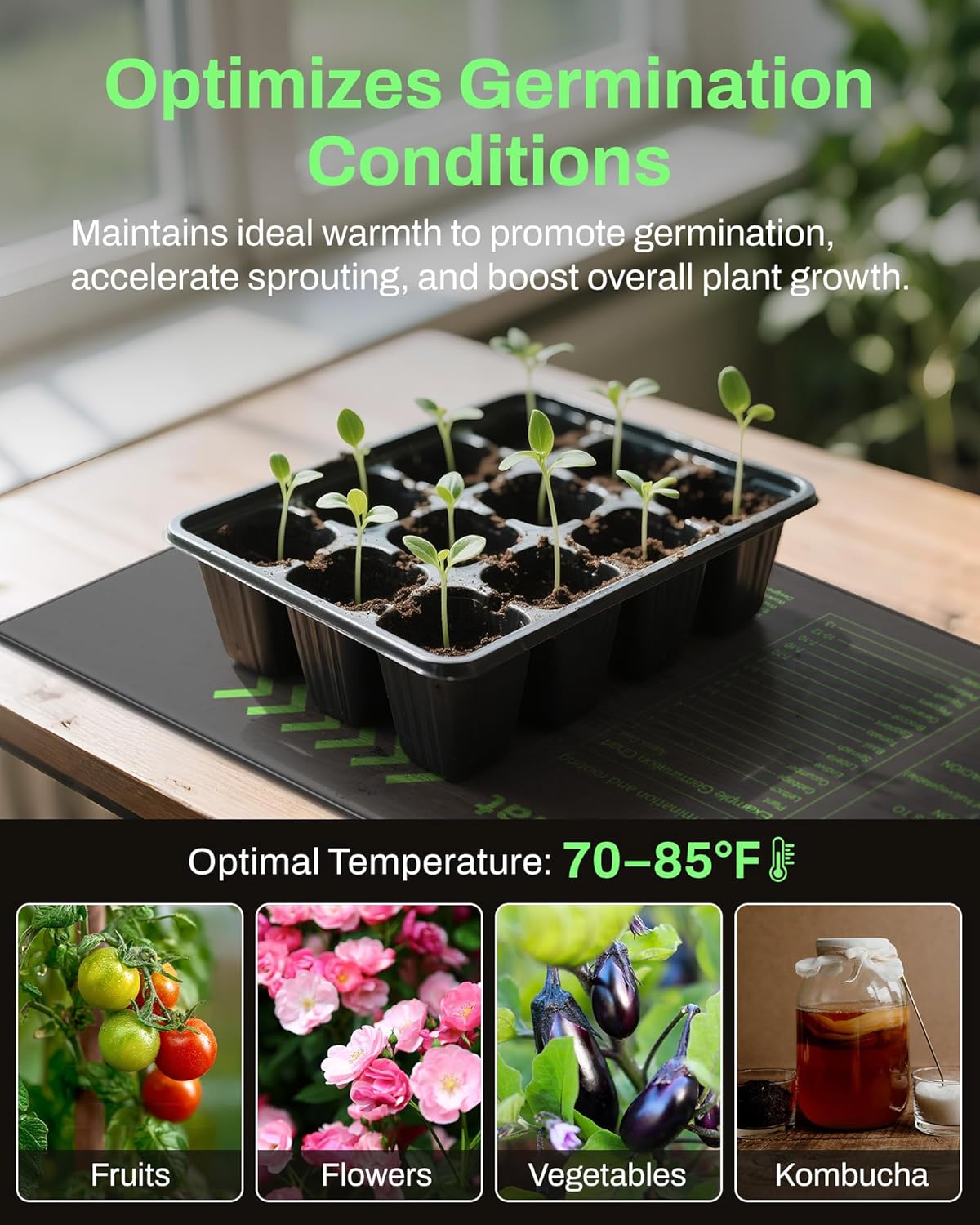 BN-LINK Durable Seedling Heat Mat for Seed Starting 10" x 20.75", 6 Pack Waterproof Warming Mat Plant Heating Pad for Seed Germination, Indoor Growing, Hydroponic, Greenhouse, ETL Listed