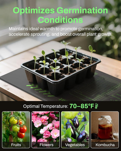 BN-LINK Durable Seedling Heat Mat for Seed Starting 10" x 20.75", 6 Pack Waterproof Warming Mat Plant Heating Pad for Seed Germination, Indoor Growing, Hydroponic, Greenhouse, ETL Listed