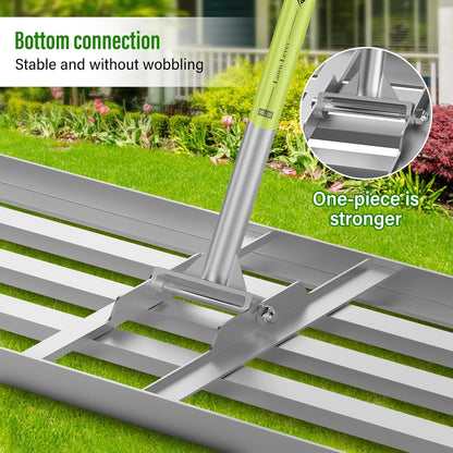 Lawn Leveling Rake,48x12 inch Heavy-Duty Galvanized Steel Landscape Rake with an Adjustable 78'' Extra Long Handle Lawn Leveling Tool for Yard,Backyard,Garden,Golf,Farm,Pasture