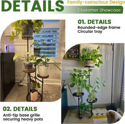 TOSKING 5 Tier Tall Plant Stand Indoor Outdoor, Heavy Duty Corner Plant Stand with Space-Saving Plant Shelf for Multiple Plants| Round Plant Table Design for Living Room Balcony Garden (Black, 38in)