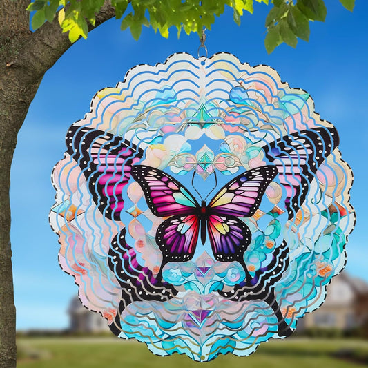 Metal Wind Spinners for Outdoor,Birthday Gifts for Women Mom Grandma, 12 Inch Purple Butterfly Wind Spinner, Kinetic Sculpture Garden Decor for Ornament Gifts