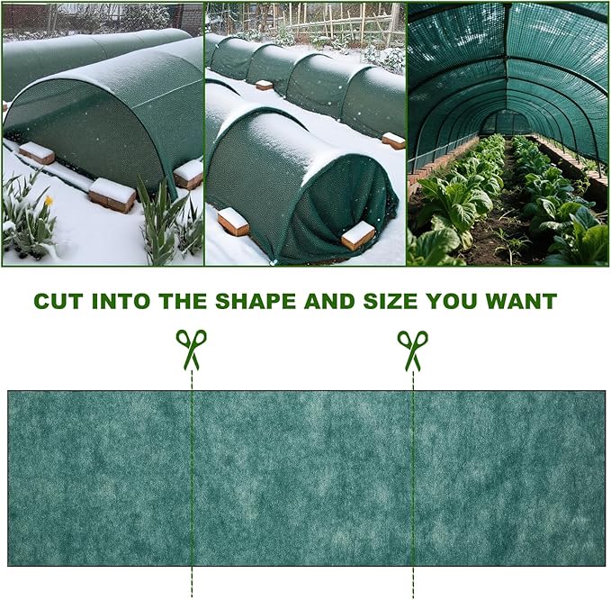Plant Covers Freeze Protection 6.5x16.4 FT 1.2oz/yd² Green Frost Cloth Blankets for Outdoor Plants in Winter, Floating Row Cover for Vegetable Garden