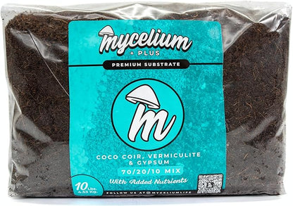Mycelium Plus CVG Substrate with Proprietary Blend - Organic CVG with Cultivation Enhancer - Ideal for High Yield Dung-Loving Mushroom Cultivation - Sterilized 10LB Bag for Beginners & Pros