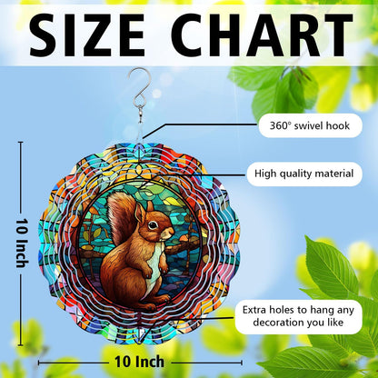 Squirrel Yard and Garden Wind Spinner, Unique 3D Hanging Squirrel Wind Spinner
