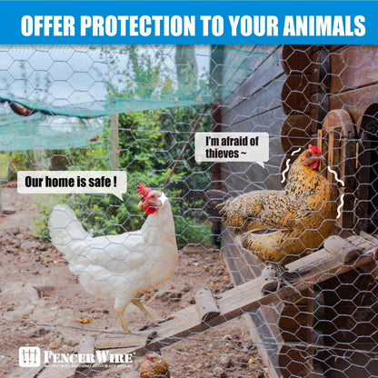 Fencer Wire 20 Gauge Chicken Wire Fence, Galvanized Poultry Hexagonal Netting Crafting, Chicken Coops & Rabbit Rodent Cage, 1-Inch Hex Grid (5 ft. x 150 ft.)
