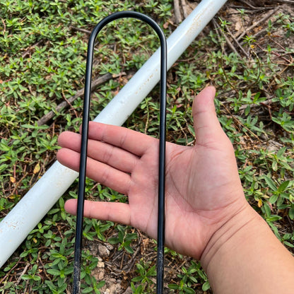 Heavy Duty Trampoline Anchors High Wind U-Shaped Sharp Ends Ground Anchor Galvanized Steel 11.8inch Safety Stakes for Soccer, Tents and Garden Decorations (Black 8pcs)
