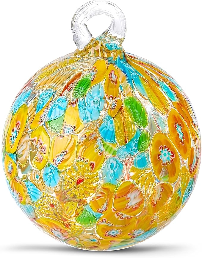 Hand Blown Glass Witch Ball,Glass Ornament Hanging Garden Gazing Ball Indoor Outdoor Home Décor. (5)