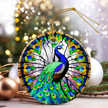 Colorful Ceramic Peacock Christmas Ornament, Peacock Ornaments for Christmas Tree, Holiday Decorations, Christmas Decor, Peacock Lovers, Peacock Gifts, Christmas Ornament Gift Ideas
