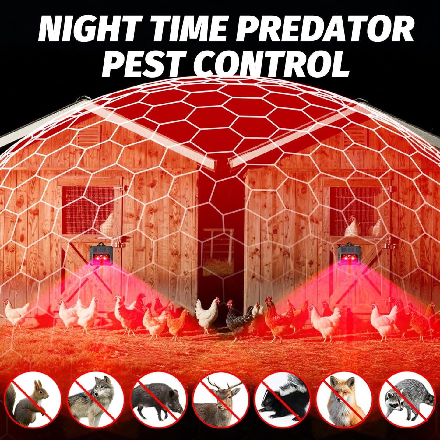 4 Pack Coyote Deterrent Devices, Solar Powered Raccoon Repellent Outdoor Devices Used to Deter Racoon Coyote Fox Skunk Deer Protect Your Chicken Coop and Property with Predator Control Lights