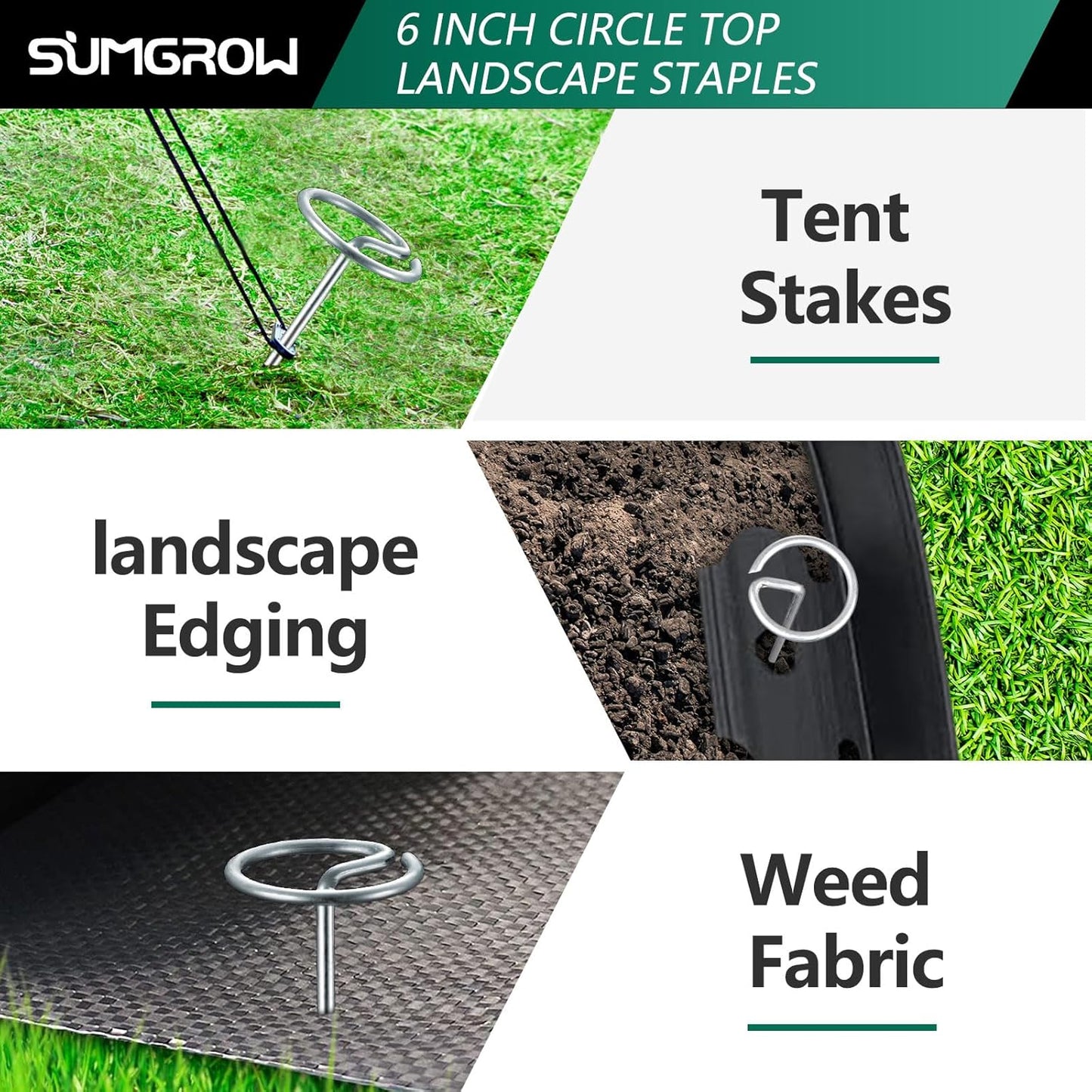 Landscape Staples,120 Pcs Garden Stakes, Circle Top 6-inch Galvanized Steel, Spikes Pins for Securing Weed Fabric Netting Ground Sheets and Fleece, Landscape Edging, G-Shaped