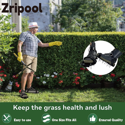 Lawn Aerator Shoes, Upgrade Heavy Duty Spike Shoes Lawn Aerating with Hook&Loop Straps, Free-Installation yard aerator spike , One-Size-Fits-All Soil Aerator lawnTool for Yard Patio Lawn Garden(Black)