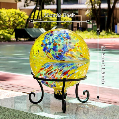 Gazing Balls for Garden 10" Glass Outdoor Garden Globe Ball Reflective Gazing Globes Outside Yard Decor (Yellow)