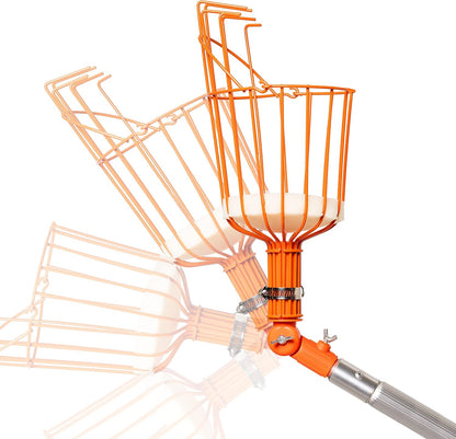 21ft Reaching Fruit Picker with Lightweight Rigid Pole – Patented Compact Foldable Design with Twist on Head – 2 in 1 Combo Pack – MESH Carrying Bag Included