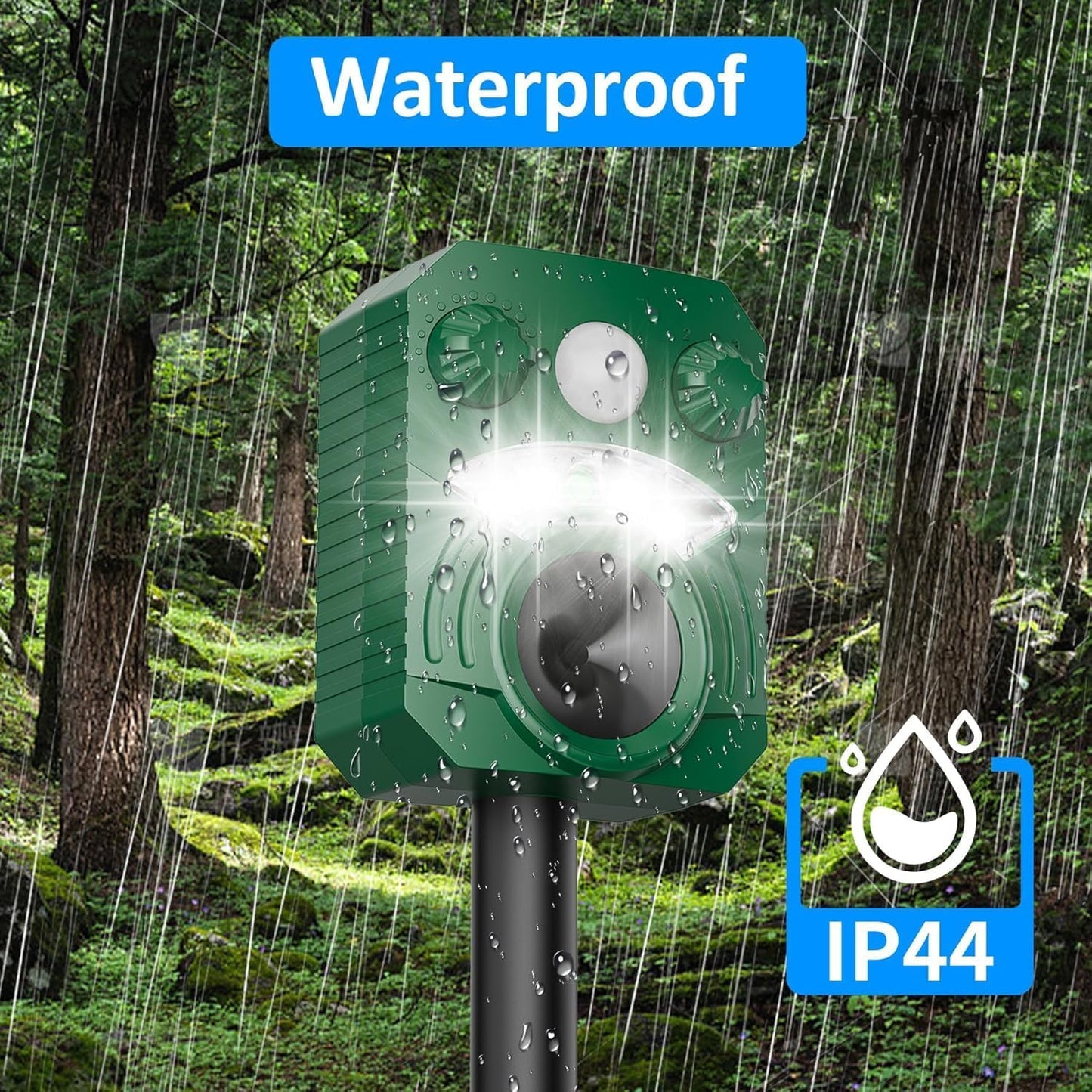Deer Repellent Device 2 Pack Cat Repellent Outdoor Dog Repellent for Yard Solar Animal Repeller Ultrasonic Squirrel Repeller Waterproof Racoon Fox with Motion Activated Sensor Flashing Light 5 Modes