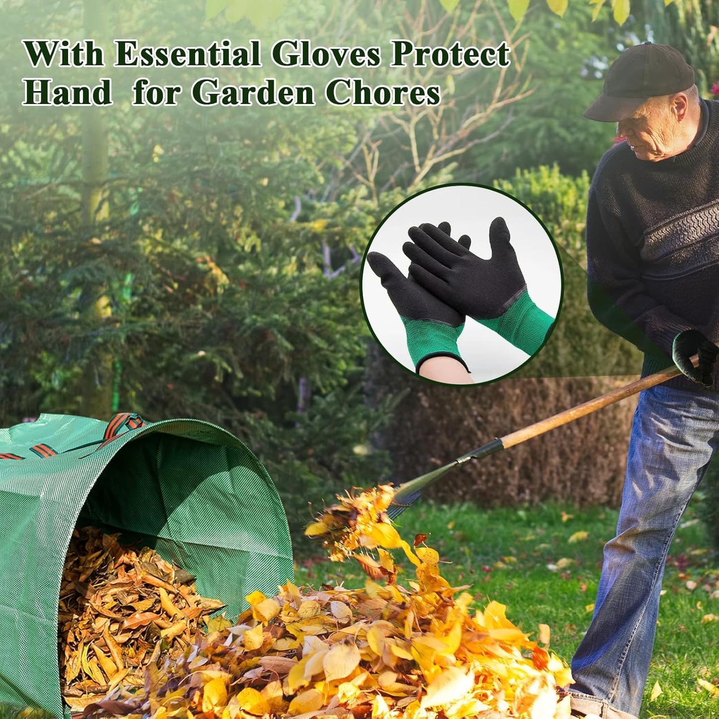 2 Pack 72 Gallons Reusable Yard Waste Bags,Heavy Duty Lawn and Leaf Bags,Dustpan-Type Garden Bag with Reinforced Handles for Collecting Leaves,Branch Debris,Grass Clippings (72 Gallons)