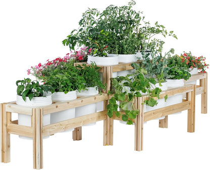 Greenes Fence Two-Tiers Fifteen Bucket Elevated Cedar Wood Garden Frame, 125 in. x 43 in. x 30 in. - Made in USA with North American Cedar
