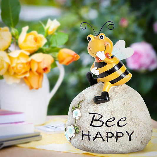 Garden Decor Bee Outdoor Statues Sculpture Bumblebee Figurine for Patio Lawn Porch Yard Backyard Honey Bees for Insect Lovers Gifts Garden Ornaments for Home Decor Spring Summer