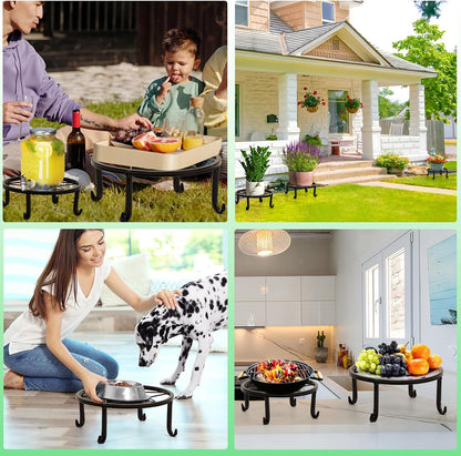 5-Pack Metal Plant Stands, Heavy Duty Indoor/Outdoor, Rustproof Iron, Black