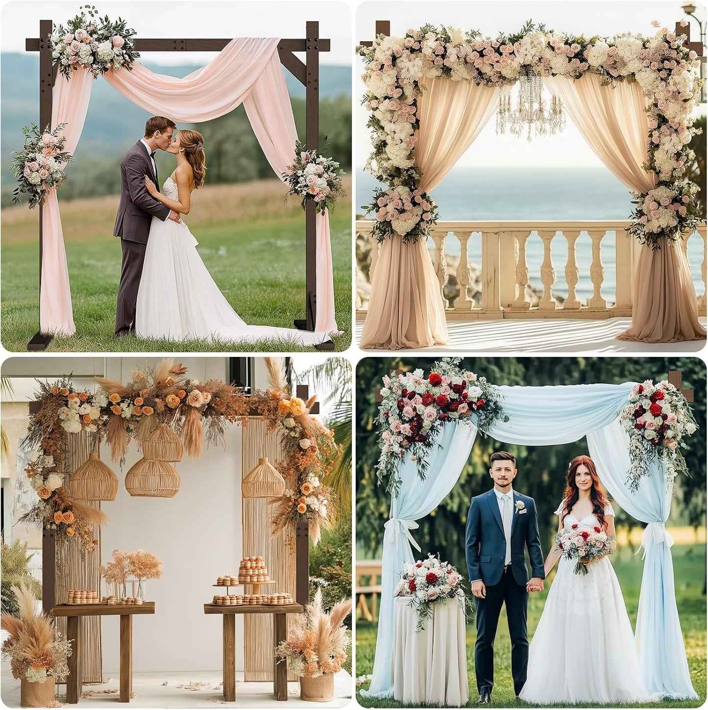7.48 FT Square Wood Wedding Arches Wooden Arch for Ceremony Wooden Arbor for Wedding Backdrop Stand for Indoor Outdoor Wedding Party Garden Beach Forest Rustic Boho Decor