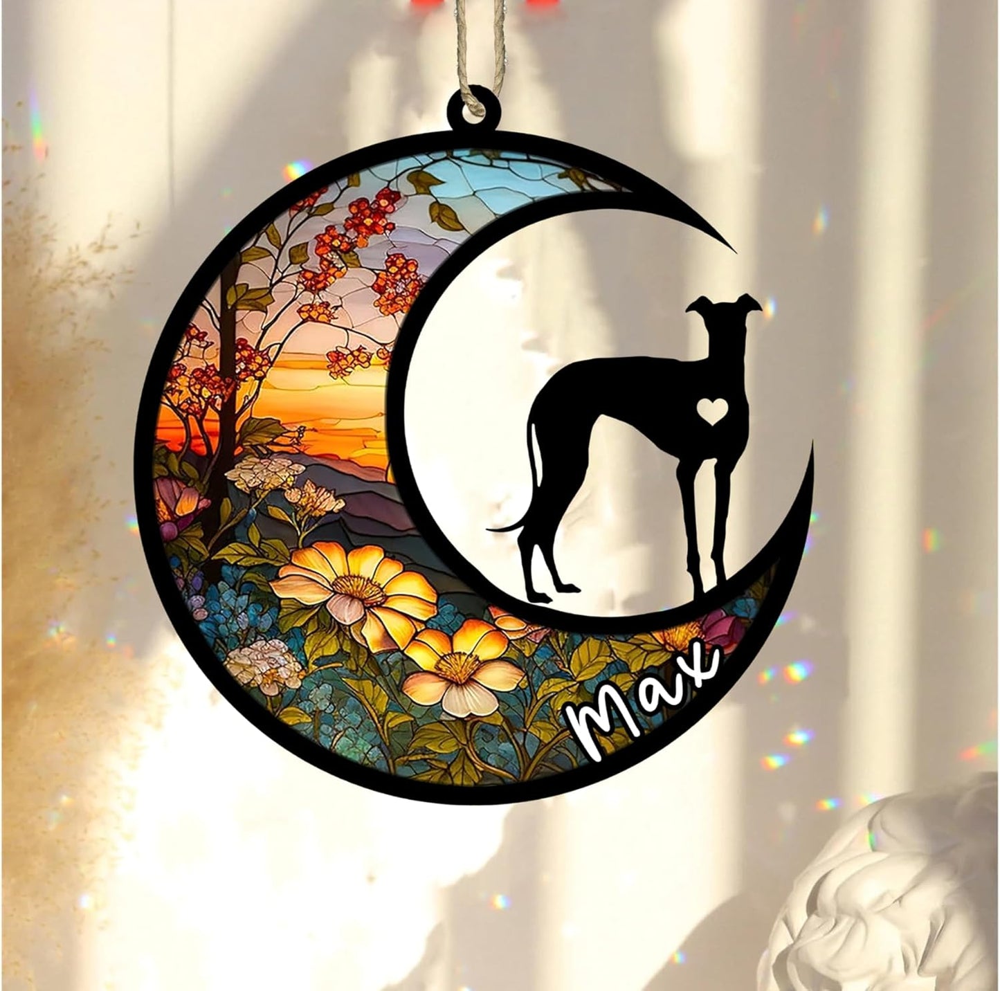 Personalized Dog Memorial, Custom Name Italian Greyhound Dog Christmas Ornament with Name, Custom Breeds, Pet Loss Light Catcher, Gifts for Lovers Loss of Pet Sympathy on Mothers Day Christmas