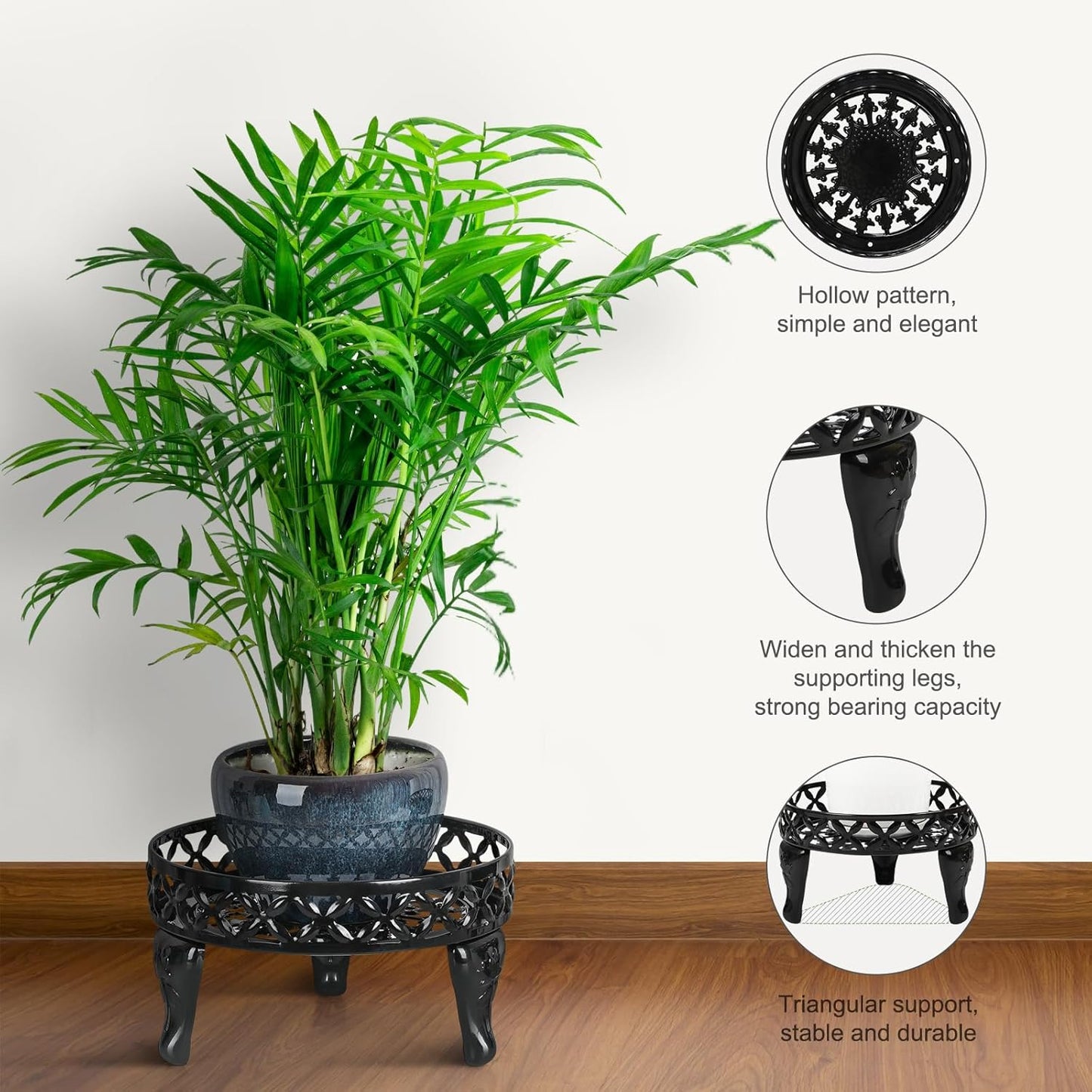 Metal Plant Stand Indoor Outdoor,2 Pack Heavy Duty Iron Plant Stands for Indoor/Outdoor,Low Round Metal Flower Pot Holder Rustproof Plant Holder for Garden,Patio,Home Decor