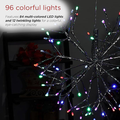 Alpine Corporation 16"H Indoor Holiday 3D Snowflake Hanging Ornament with LED Lights, Silver , Christmas Decoration