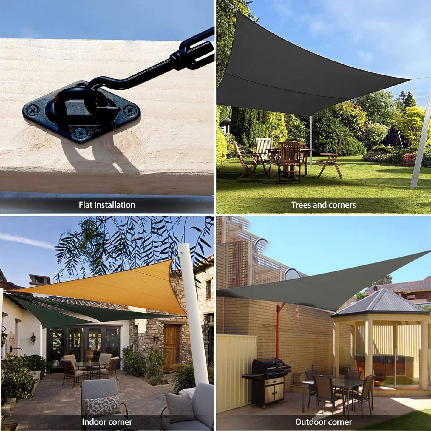 Sun Shade Sail Hardware Kit 6 Inch Heavy Duty 304 Stainless Set for Triangle Rectangle Sun Shade Sail Installation, Awning Attachment Set for Patio, Garden Outdoors Sun Protection Rainshield (46 Pcs)