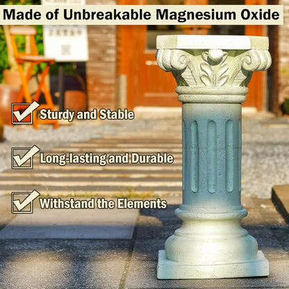 26" Tall Roman Column Pedestal Stand - Heavy Duty Magnesium Oxide Garden Pedestal for Statues, Weatherproof Outdoor Pillar for Sculptures – Sturdiness Plinth Base Statue Riser